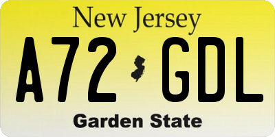 NJ license plate A72GDL