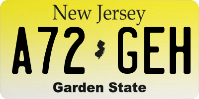 NJ license plate A72GEH