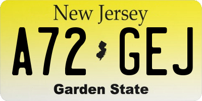 NJ license plate A72GEJ