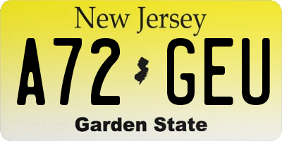 NJ license plate A72GEU