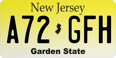 NJ license plate A72GFH