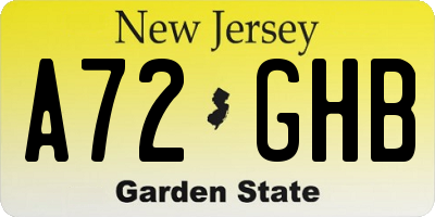 NJ license plate A72GHB