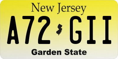 NJ license plate A72GII