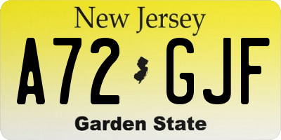 NJ license plate A72GJF