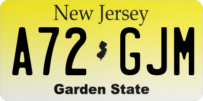NJ license plate A72GJM