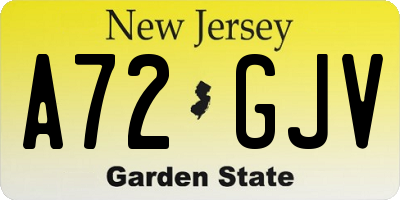 NJ license plate A72GJV