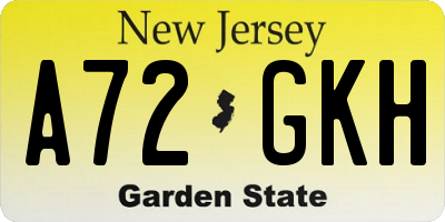 NJ license plate A72GKH