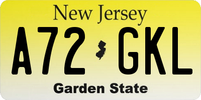 NJ license plate A72GKL