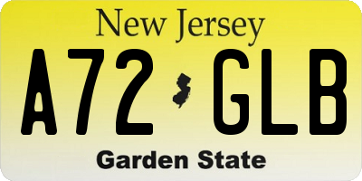 NJ license plate A72GLB