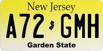 NJ license plate A72GMH