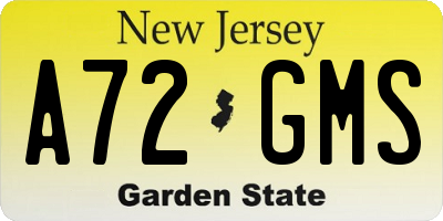 NJ license plate A72GMS