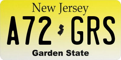 NJ license plate A72GRS