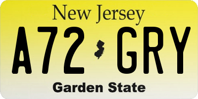 NJ license plate A72GRY