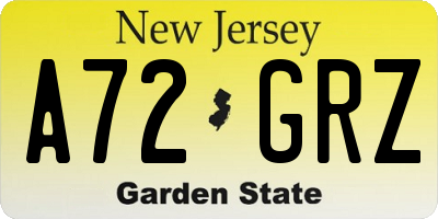 NJ license plate A72GRZ