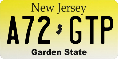 NJ license plate A72GTP