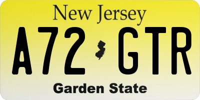 NJ license plate A72GTR