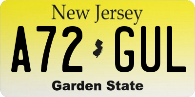 NJ license plate A72GUL