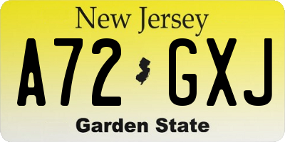 NJ license plate A72GXJ