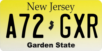 NJ license plate A72GXR