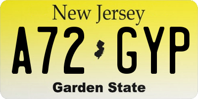 NJ license plate A72GYP