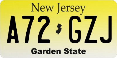 NJ license plate A72GZJ