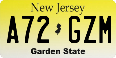 NJ license plate A72GZM