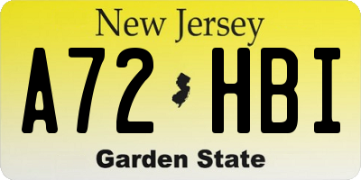 NJ license plate A72HBI