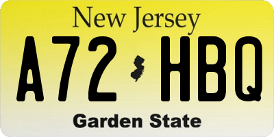 NJ license plate A72HBQ