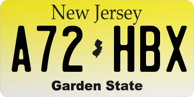 NJ license plate A72HBX