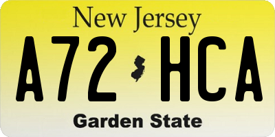 NJ license plate A72HCA