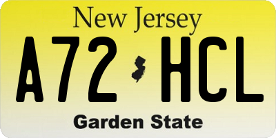 NJ license plate A72HCL