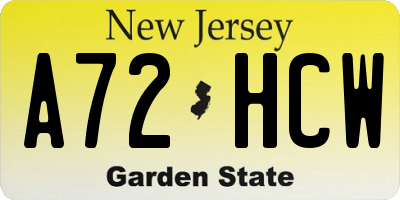 NJ license plate A72HCW