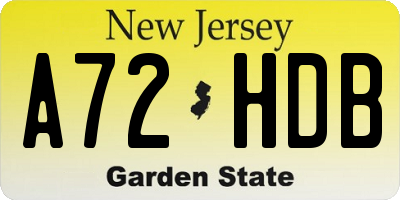 NJ license plate A72HDB