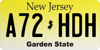 NJ license plate A72HDH