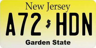 NJ license plate A72HDN