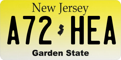NJ license plate A72HEA