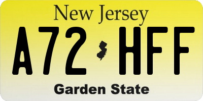 NJ license plate A72HFF