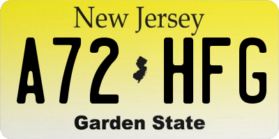 NJ license plate A72HFG