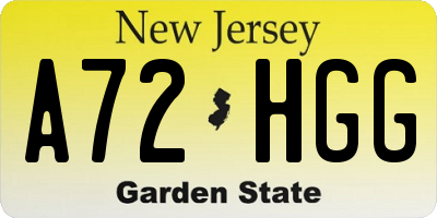 NJ license plate A72HGG