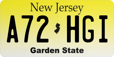 NJ license plate A72HGI