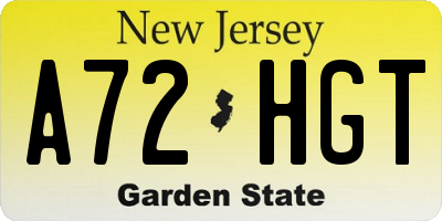 NJ license plate A72HGT