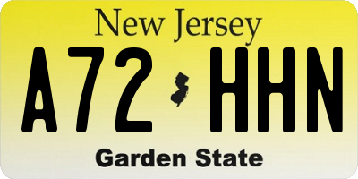NJ license plate A72HHN