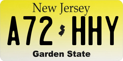 NJ license plate A72HHY