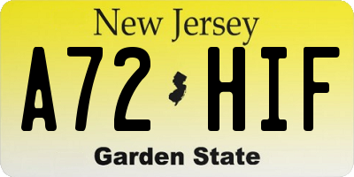 NJ license plate A72HIF