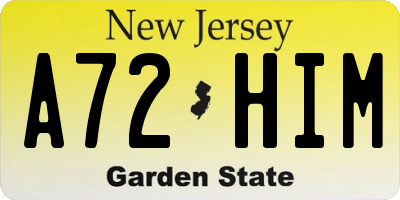 NJ license plate A72HIM