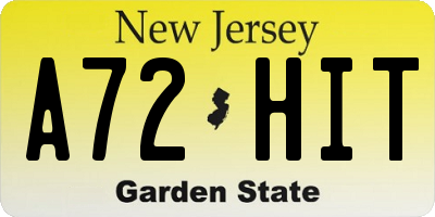 NJ license plate A72HIT
