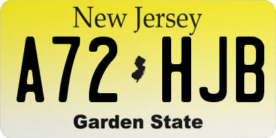 NJ license plate A72HJB