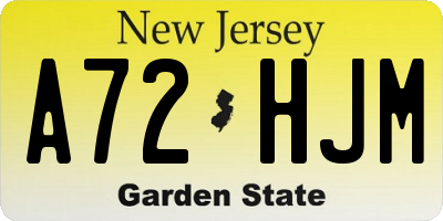 NJ license plate A72HJM