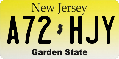 NJ license plate A72HJY