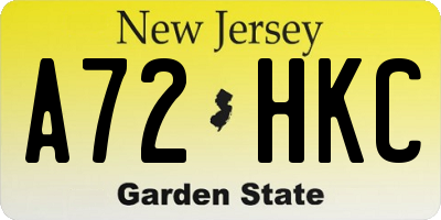 NJ license plate A72HKC
